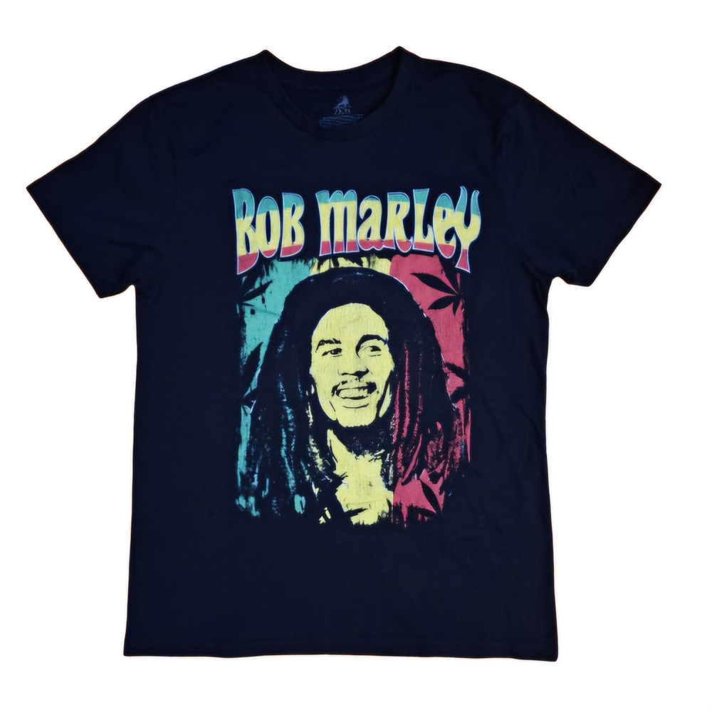 Zion Rootswear Bob Marley Graphic Tee - Black, Yellow, Blue, Pink